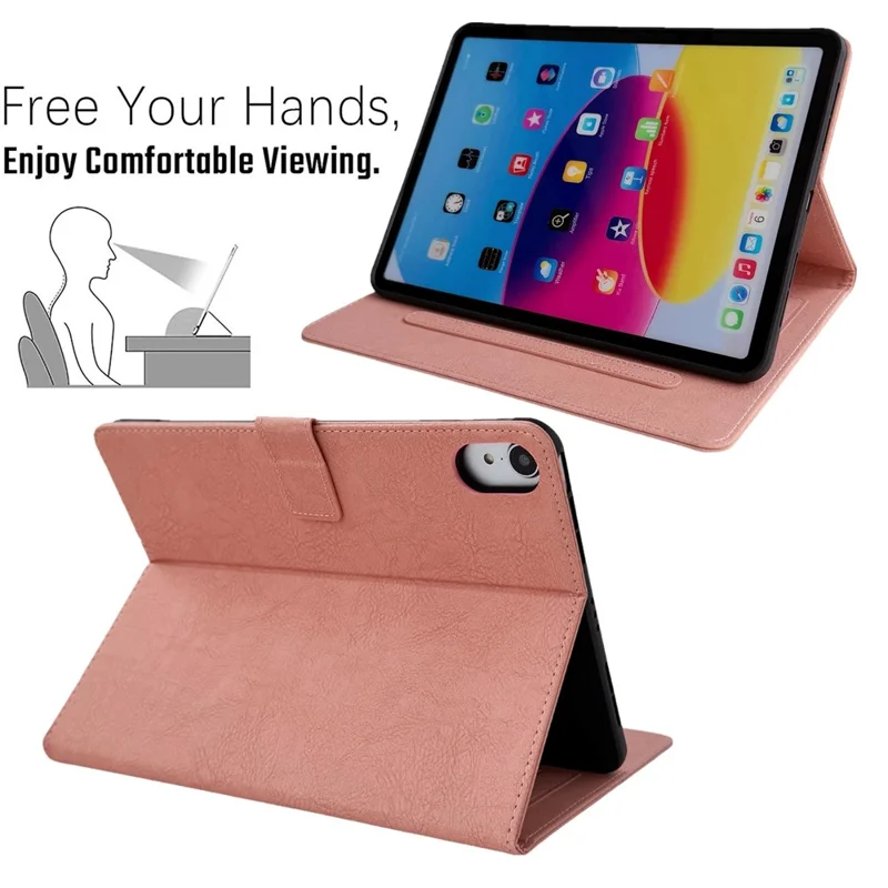 Tablet Case for iPad mini (2024)  /  (2021) Embossed Magpie Pattern TPU PU Protective Cover with Card Slots - Pink