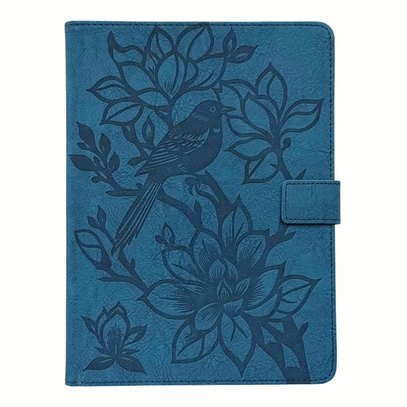 Tablet Case for iPad Pro 13 (2025)  /  (2024) Embossed Magpie Pattern TPU PU Protective Cover with Card Slots - Blue