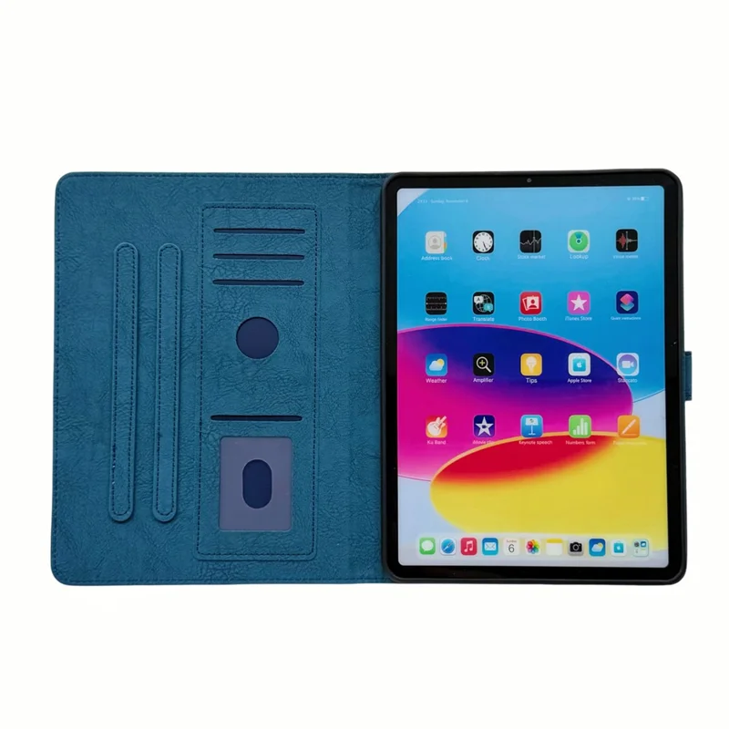Tablet Case for iPad Pro 13 (2025)  /  (2024) Embossed Magpie Pattern TPU PU Protective Cover with Card Slots - Blue