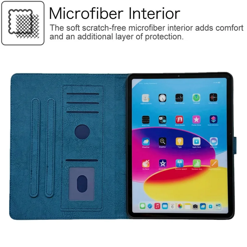 Tablet Case for iPad Pro 13 (2025)  /  (2024) Embossed Magpie Pattern TPU PU Protective Cover with Card Slots - Blue