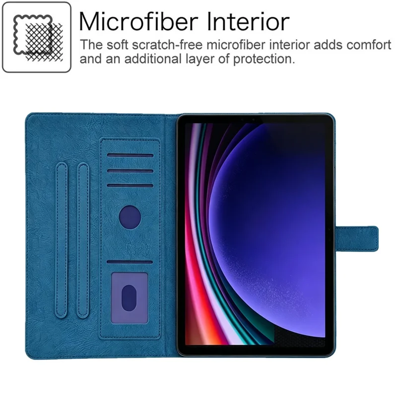 Tablet Case for Samsung Galaxy Tab A11  /  A9 Embossed Magpie Pattern TPU PU Protective Cover with Card Slots - Blue