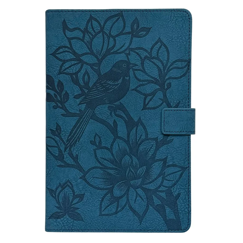 Tablet Case for Samsung Galaxy Tab A8 10.5 (2022))  /  (2021) Embossed Magpie Pattern TPU PU Protective Cover with Card Slots - Blue