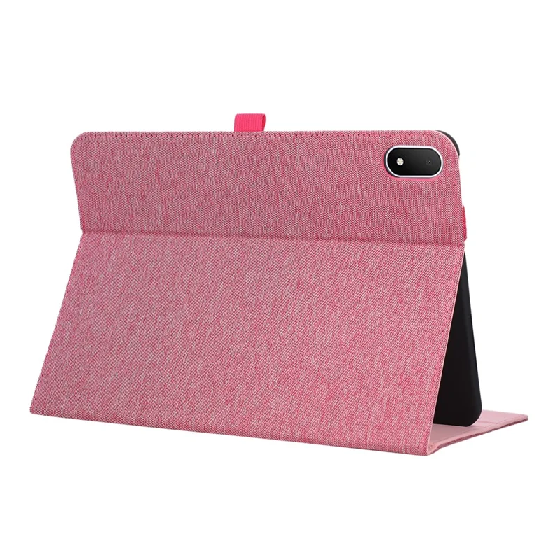 For Oppo Pad 5 Case with Stand Card Holder Cloth Texture Leather Tablet Cover - Pink