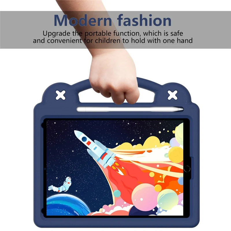 For iPad 10.2 (2021) / (2019) / (2020) Portable EVA Case Shockproof Tablet Cover Anti-Scratch Case with Kickstand - Navy Blue