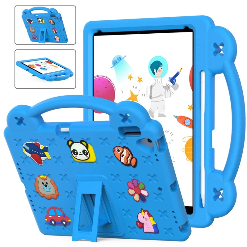 For iPad 10.2 (2021) / (2019) / (2020) Portable EVA Case Shockproof Tablet Cover Anti-Scratch Case with Kickstand - Sky Blue