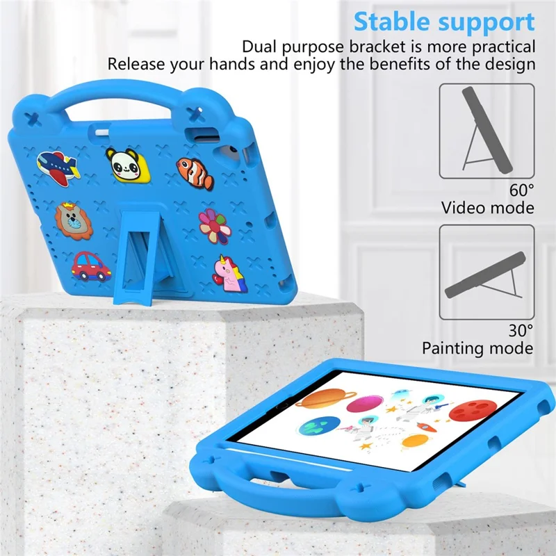 For iPad 10.2 (2021) / (2019) / (2020) Portable EVA Case Shockproof Tablet Cover Anti-Scratch Case with Kickstand - Sky Blue