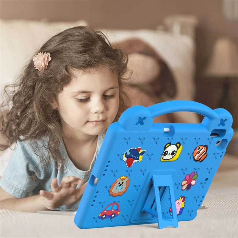 For iPad 10.2 (2021) / (2019) / (2020) Portable EVA Case Shockproof Tablet Cover Anti-Scratch Case with Kickstand - Sky Blue