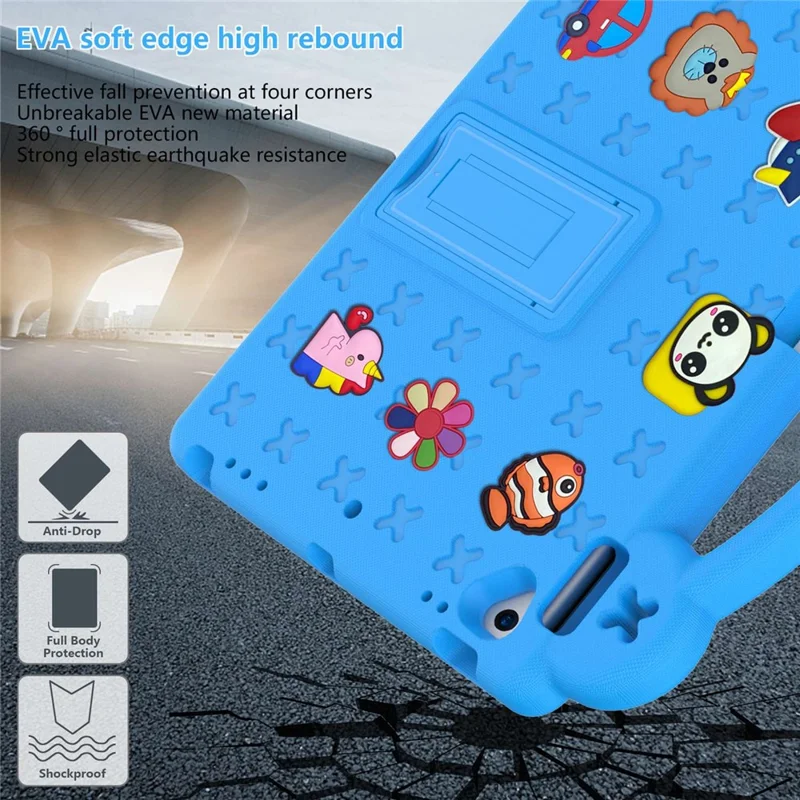 For iPad 10.2 (2021) / (2019) / (2020) Portable EVA Case Shockproof Tablet Cover Anti-Scratch Case with Kickstand - Sky Blue