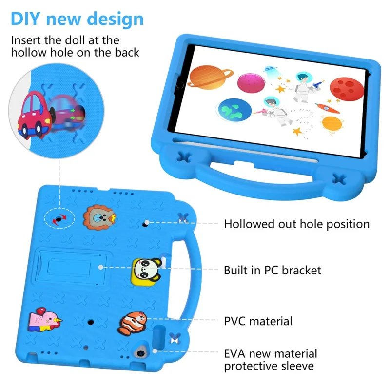 For iPad 10.2 (2021) / (2019) / (2020) Portable EVA Case Shockproof Tablet Cover Anti-Scratch Case with Kickstand - Sky Blue