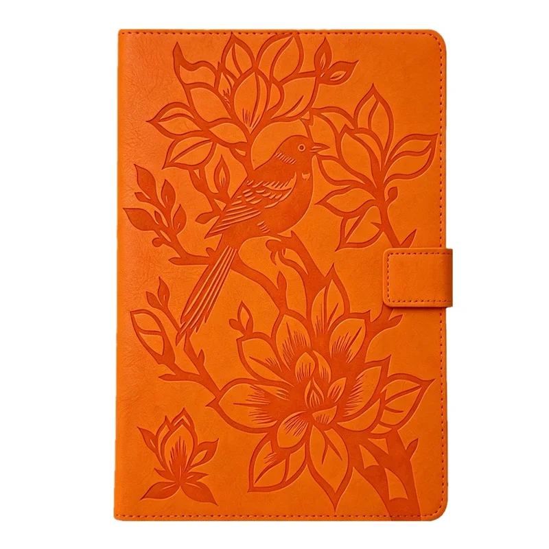 Tablet Case for Samsung Galaxy Tab S10 Lite / S10 FE+ / S9 FE / S9 Embossed Magpie Pattern TPU PU Protective Cover with Card Slots - Orange