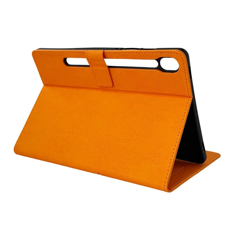 Tablet Case for Samsung Galaxy Tab S10 Lite / S10 FE+ / S9 FE / S9 Embossed Magpie Pattern TPU PU Protective Cover with Card Slots - Orange
