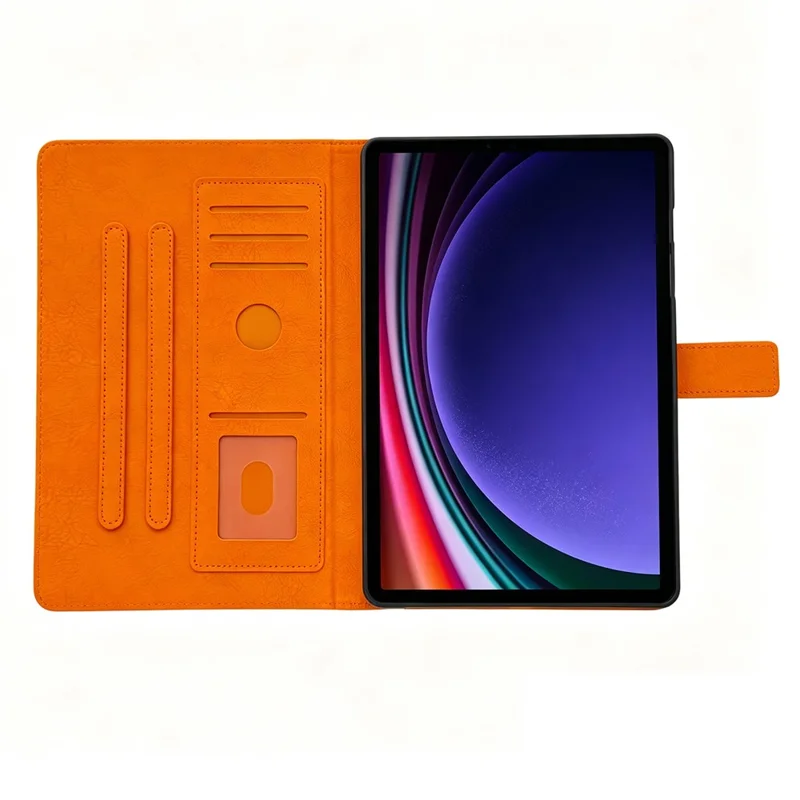 Tablet Case for Samsung Galaxy Tab S10 Lite / S10 FE+ / S9 FE / S9 Embossed Magpie Pattern TPU PU Protective Cover with Card Slots - Orange