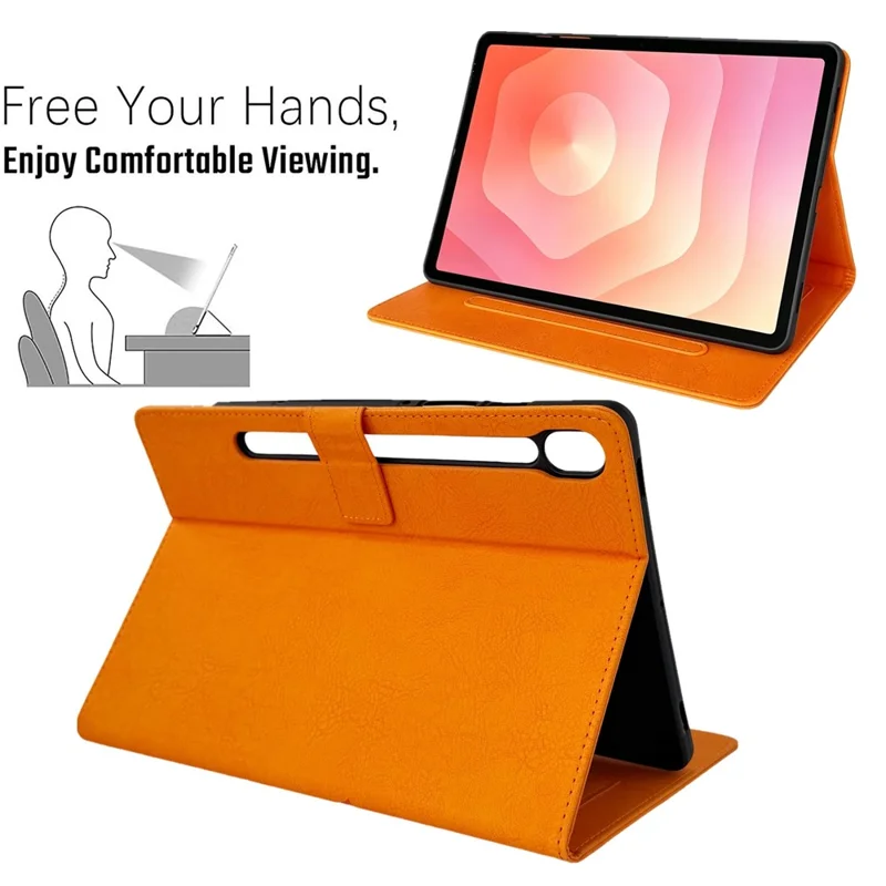 Tablet Case for Samsung Galaxy Tab S10 Lite / S10 FE+ / S9 FE / S9 Embossed Magpie Pattern TPU PU Protective Cover with Card Slots - Orange