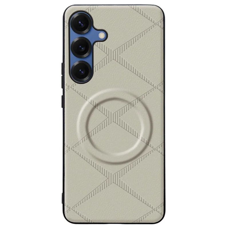 For Samsung Galaxy A27 5G Magnetic Case X-Patterned TPU PU Leather PC Anti-Drop Phone Cover - Grey