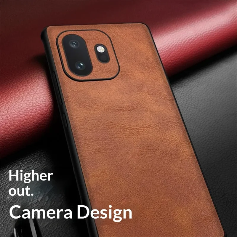 For OnePlus 15T 5G Case Retro Leather Coated PC + TPU Phone Cover - Brown