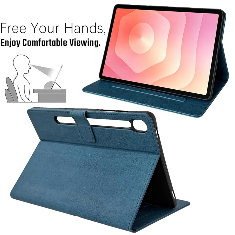 Tablet Case for Samsung Galaxy S9  /  S8  /  S7  Embossed Magpie Pattern TPU PU Protective Cover with Card Slots - Blue