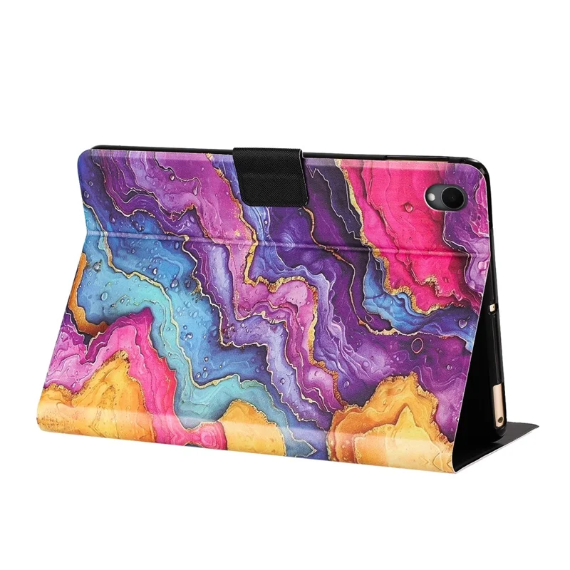 For Samsung Galaxy Tab S11 Tablet Case Leather Stand Case with Card Slots Litchi Pattern Magnetic Flip Protective Cover - Colorful Stone