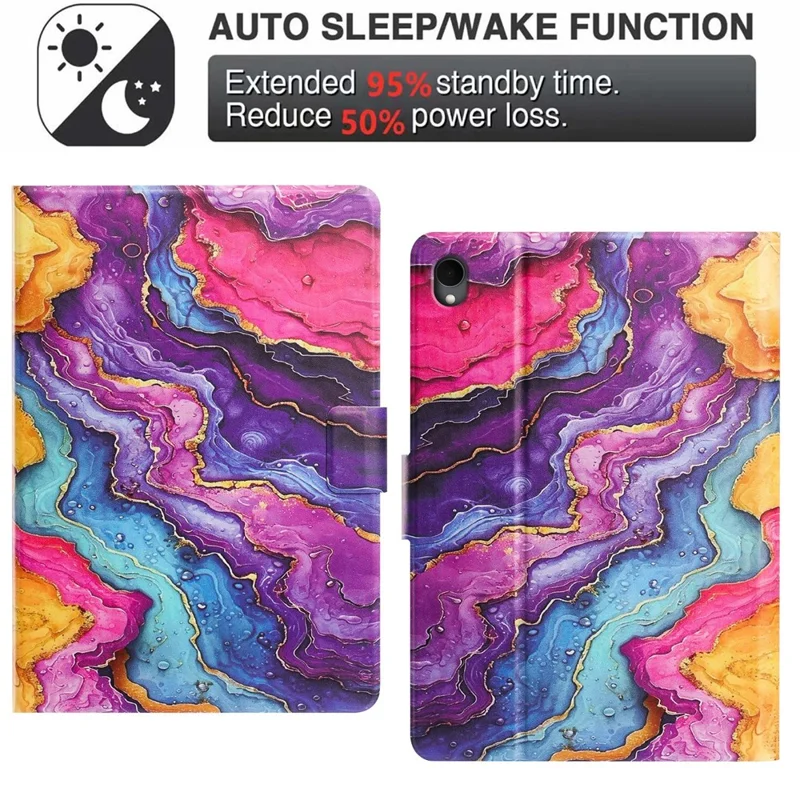 For Samsung Galaxy Tab S11 Tablet Case Leather Stand Case with Card Slots Litchi Pattern Magnetic Flip Protective Cover - Colorful Stone