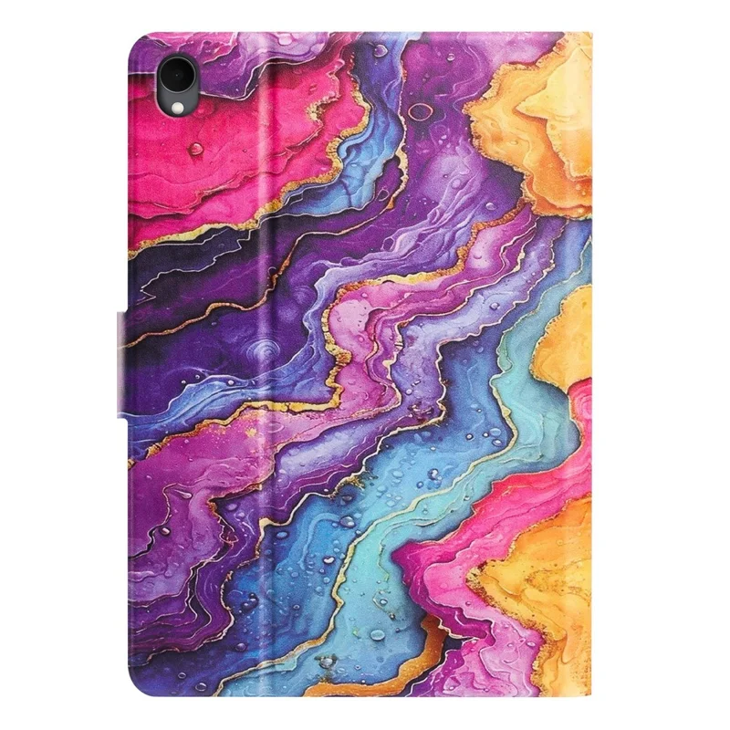 For Samsung Galaxy Tab S11 Tablet Case Leather Stand Case with Card Slots Litchi Pattern Magnetic Flip Protective Cover - Colorful Stone