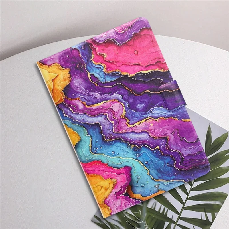 For Samsung Galaxy Tab S11 Tablet Case Leather Stand Case with Card Slots Litchi Pattern Magnetic Flip Protective Cover - Colorful Stone