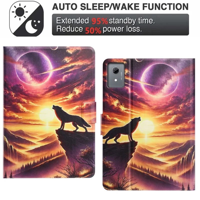 Funda de cuero para tableta Lenovo Xiaoxin Pad 11 2025, funda con soporte, ranuras para tarjetas, patrón de piel de lichi, tapa magnética de protección - Night Wolf