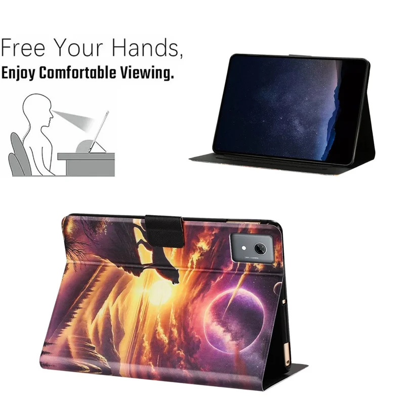 Funda de cuero para tableta Lenovo Xiaoxin Pad 11 2025, funda con soporte, ranuras para tarjetas, patrón de piel de lichi, tapa magnética de protección - Night Wolf