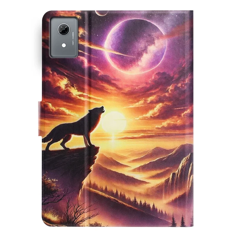 Funda de cuero para tableta Lenovo Xiaoxin Pad 11 2025, funda con soporte, ranuras para tarjetas, patrón de piel de lichi, tapa magnética de protección - Night Wolf