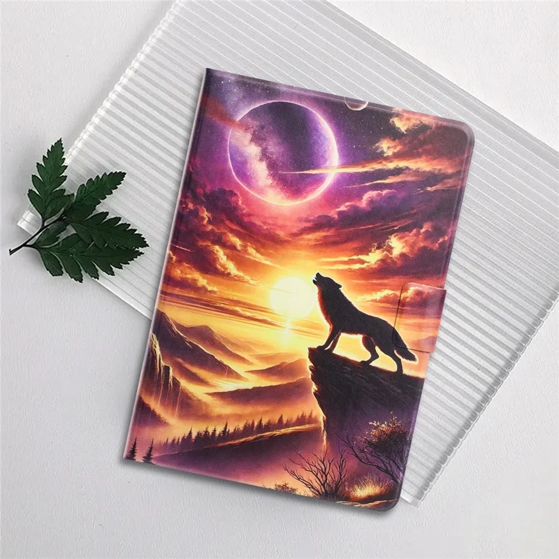 Funda de cuero para tableta Lenovo Xiaoxin Pad 11 2025, funda con soporte, ranuras para tarjetas, patrón de piel de lichi, tapa magnética de protección - Night Wolf