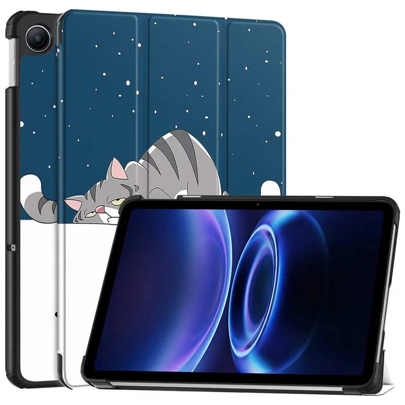 For Xiaomi Redmi Pad 2 9.7 / Pad 2 SE Case Tri-fold Stand Pattern Print Leather Tablet Cover - Cat