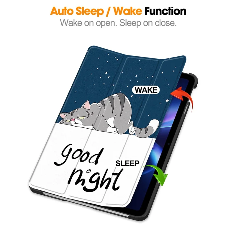 For Xiaomi Redmi Pad 2 9.7 / Pad 2 SE Case Tri-fold Stand Pattern Print Leather Tablet Cover - Cat