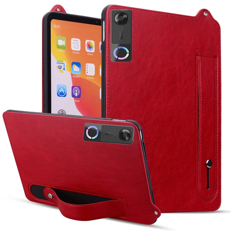 For Lenovo Legion Y700 (Gen 5) Case Hand Strap Kickstand Leather Tablet Cover - Red