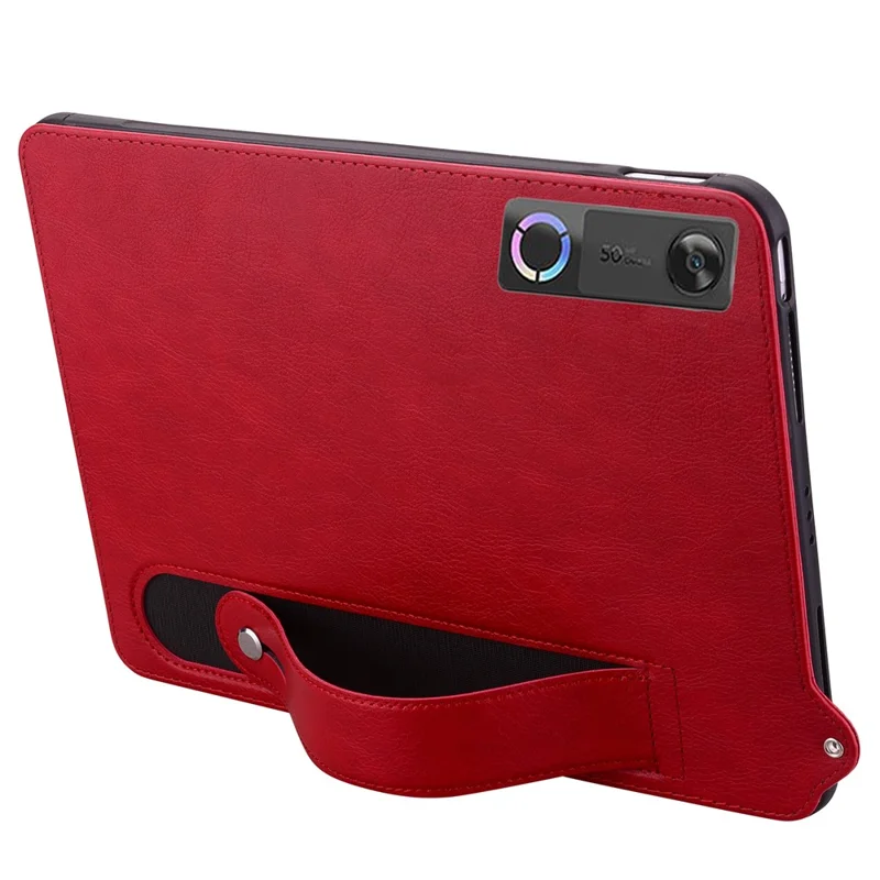 For Lenovo Legion Y700 (Gen 5) Case Hand Strap Kickstand Leather Tablet Cover - Red