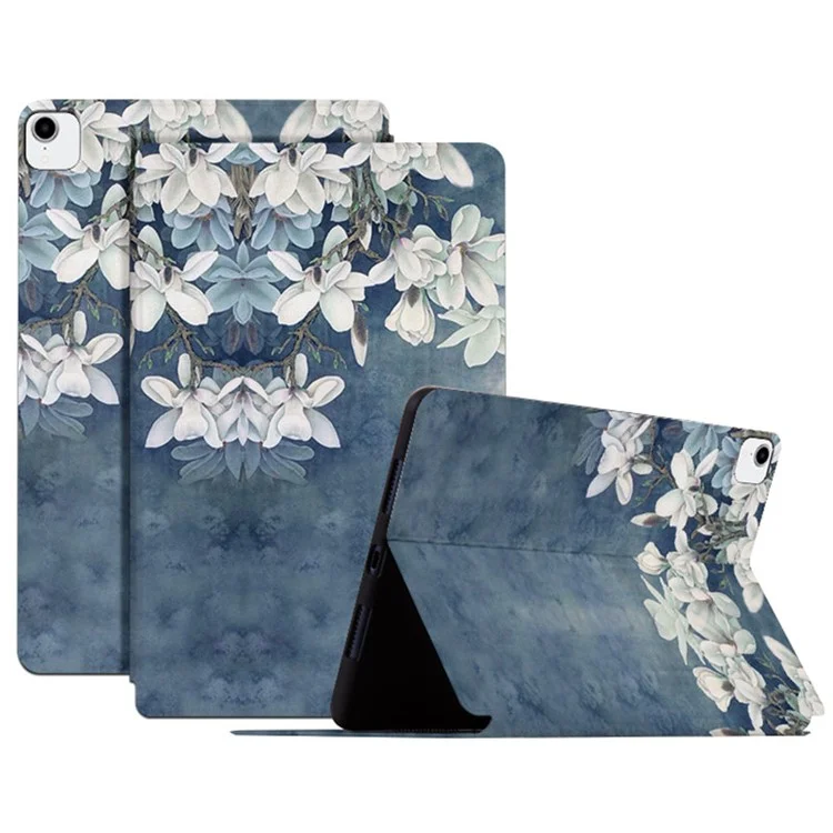 Für Apple iPad Pro 11 (2018) / (2020) / (2021) / (2022) Ständer Design Blumenmuster Bedruckter Folio Flip Tablet Hülle Anti-Kratzer Leder Schutzhülle - Chinesische Rose