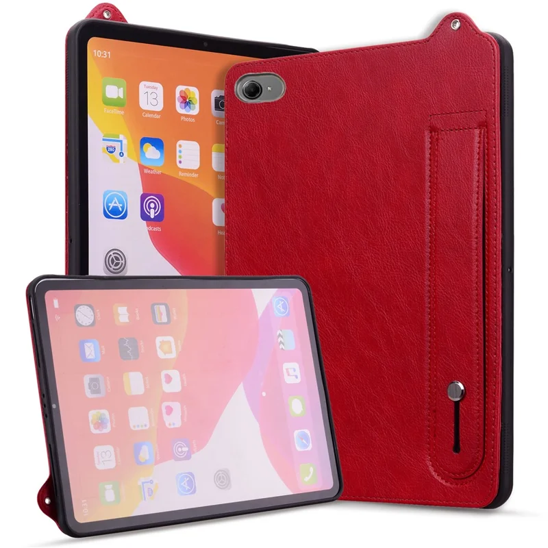 For Xiaomi Redmi K Pad 2 Case Hand Strap Kickstand Leather Tablet Cover - Red