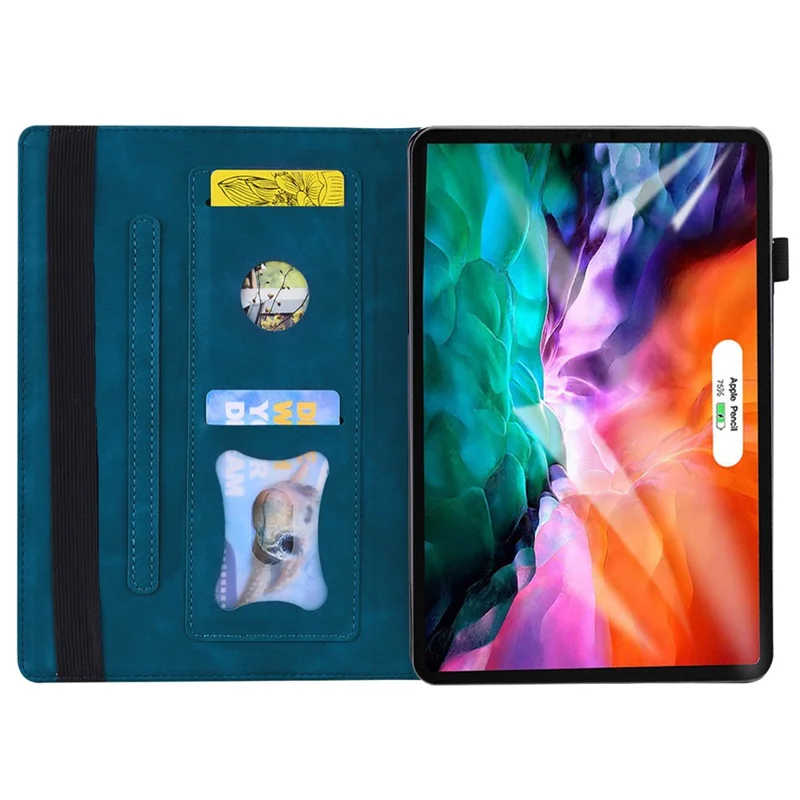 Funda tipo folio de cuero PU protectora con soporte para tarjetas para Xiaomi Redmi K Pad 2 - Azul