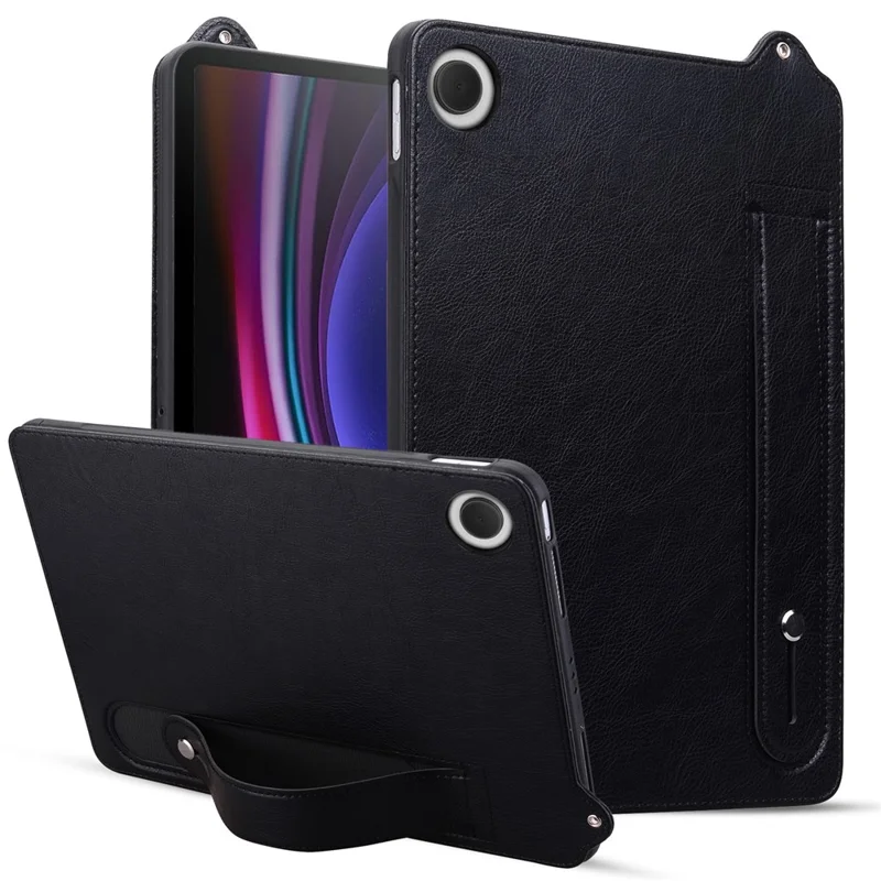 For Xiaomi Redmi Pad 2 SE Case Hand Strap Kickstand Leather Tablet Cover - Black