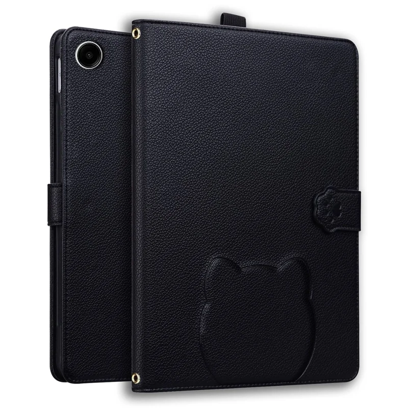 For Xiaomi Redmi Pad 2 9.7 / Pad 2 SE Wallet Case Leather Stand Table Cover with Stylus Holder, 3D Effect Cat Pattern - Black