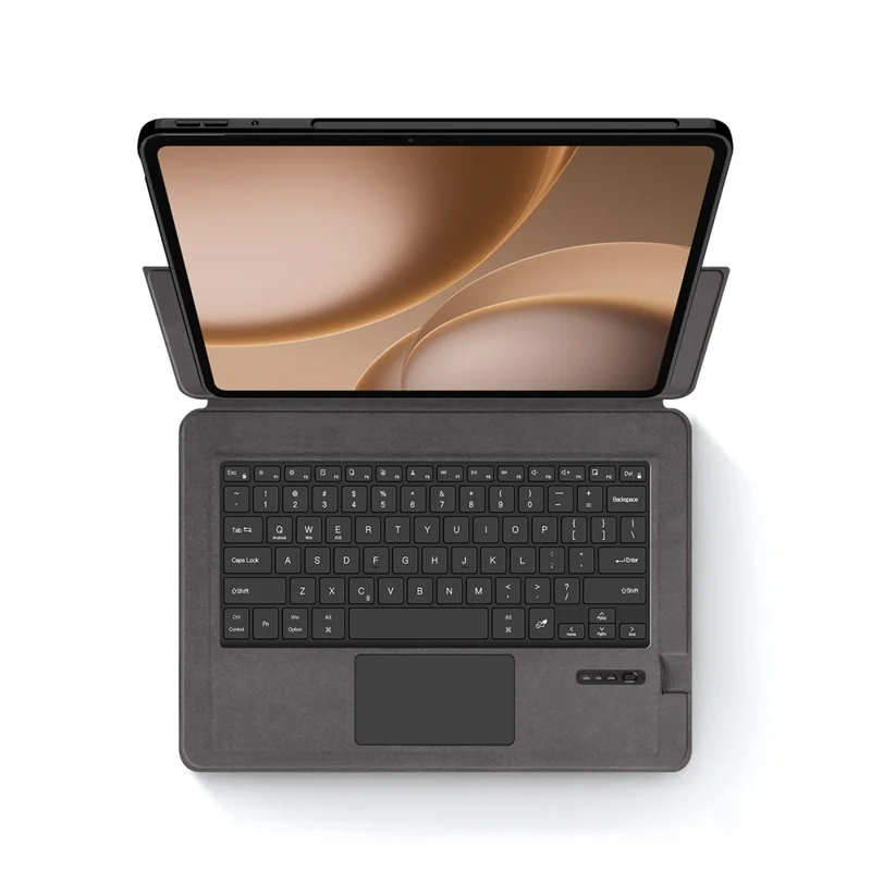 For Oppo Pad 5 Pro / OnePlus Pad 4 Leather Case + Bluetooth-Compatible Keyboard with Backlight Trackpad