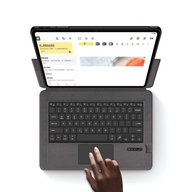 For Oppo Pad 5 Pro / OnePlus Pad 4 Leather Case + Bluetooth-Compatible Keyboard with Backlight Trackpad