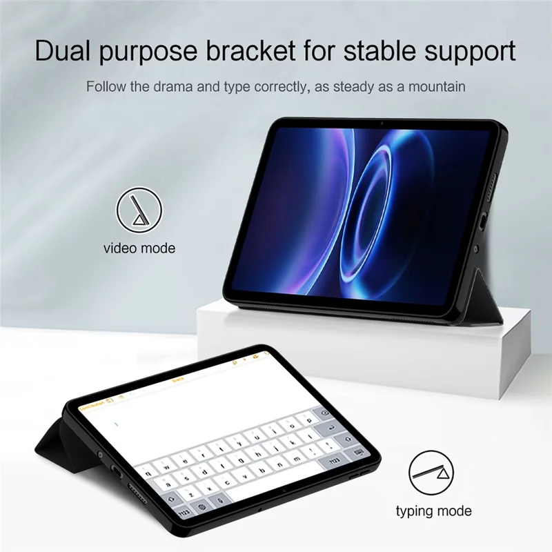 Folia na Xiaomi Redmi Pad 2 SE, etui z poliuretanowym futerałem TPU, trójwarstwowe stojak - Czarny