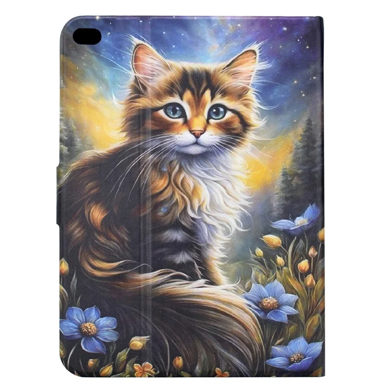 For iPad 9.7-inch (2018) / (2017) Case Pattern Printing Stand Leather Tablet Cover with Card Slots - Starry Night Cat