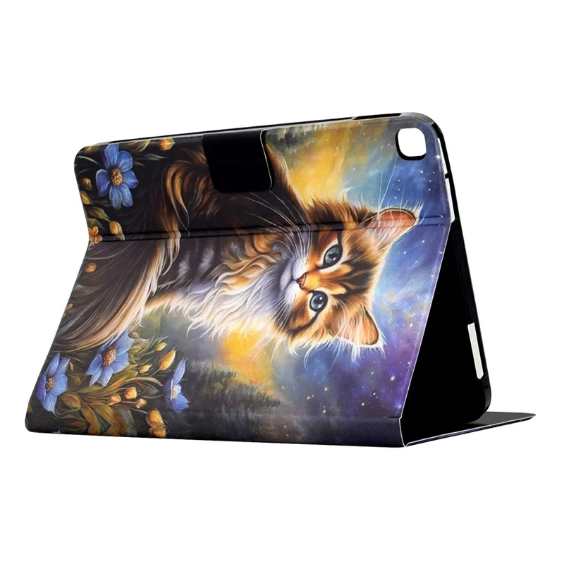 Tablet Case For iPad 10.2 (2021) / (2020) / (2019) Pattern Printing Stand Leather Cover with Card Slots - Starry Night Cat