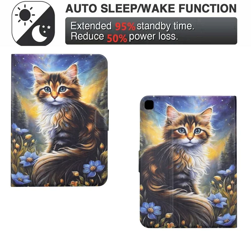 Tablet Case For iPad 10.2 (2021) / (2020) / (2019) Pattern Printing Stand Leather Cover with Card Slots - Starry Night Cat