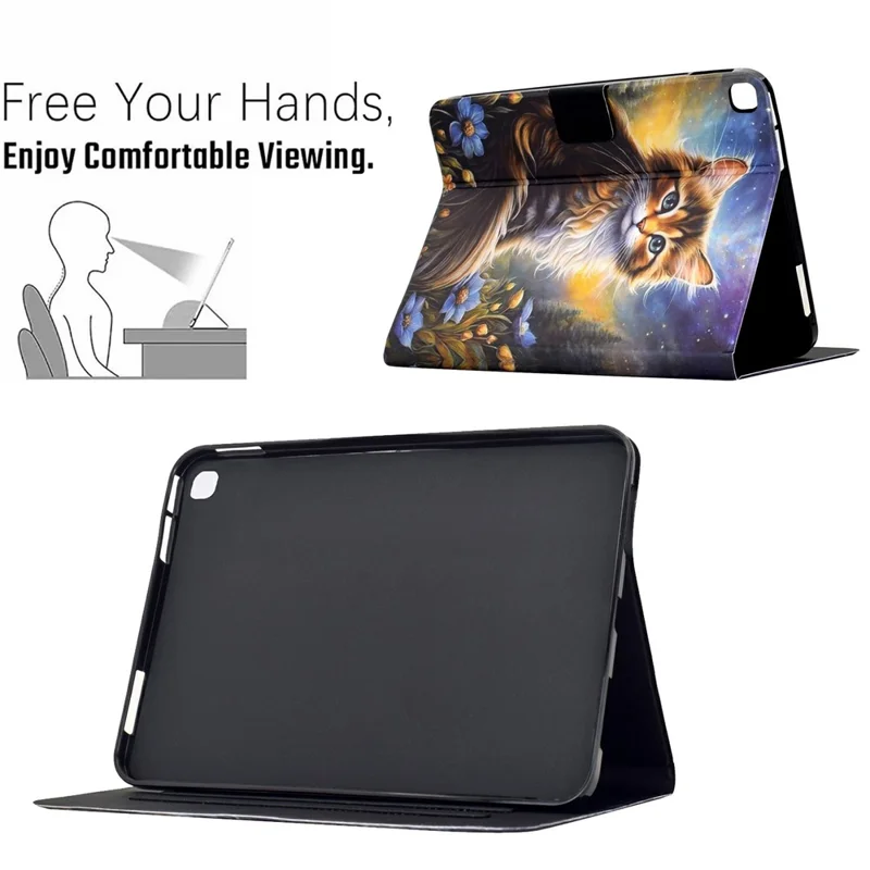 Tablet Case For iPad 10.2 (2021) / (2020) / (2019) Pattern Printing Stand Leather Cover with Card Slots - Starry Night Cat