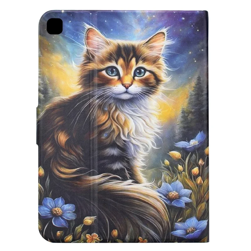 Tablet Case For iPad 10.2 (2021) / (2020) / (2019) Pattern Printing Stand Leather Cover with Card Slots - Starry Night Cat