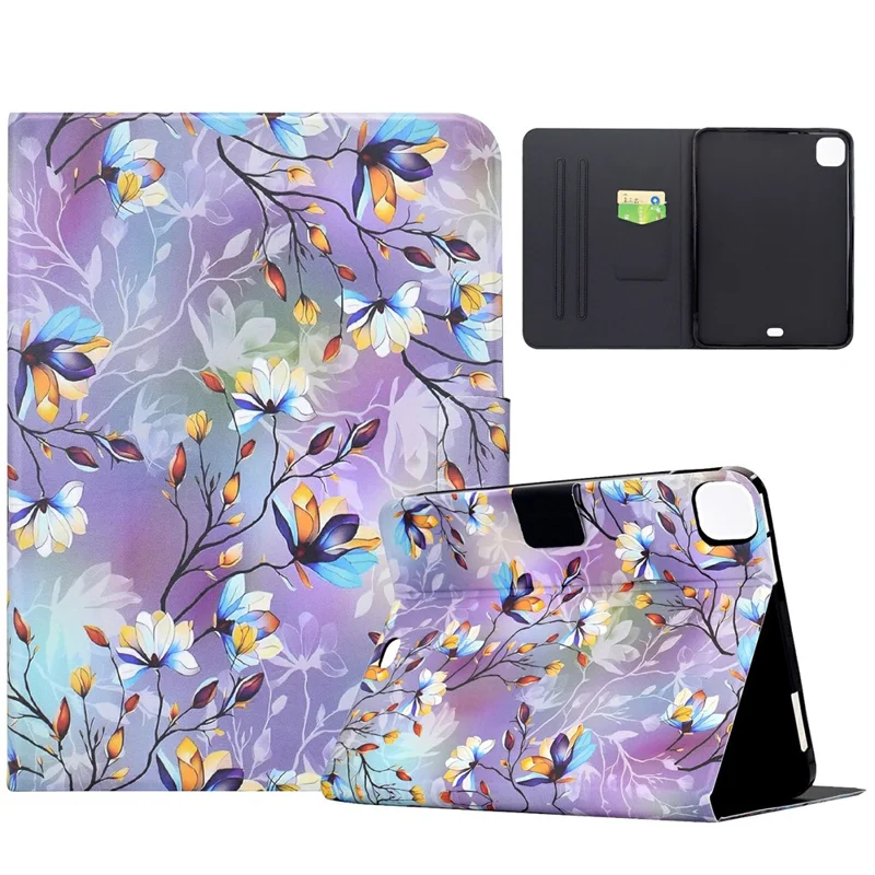 Tablet Case For iPad Pro 11 (2022) / (2021) / (2020) / (2018) Pattern Printing Stand Leather Cover with Card Slots - Magnolia