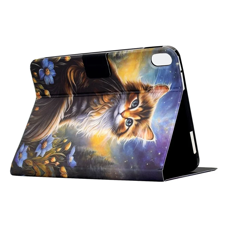 For Samsung Galaxy Tab S11 Case Pattern Printing Stand Leather Tablet Cover with Card Slots - Starry Night Cat
