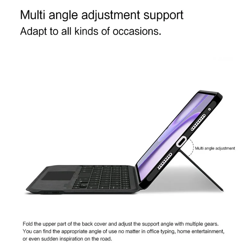 For Oppo Pad Mini Leather Case + Touchpad Bluetooth-Compatible Keyboard with Backlit - Black