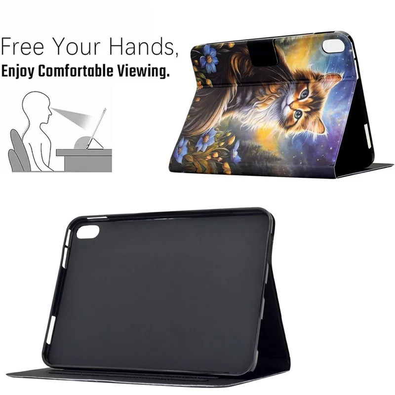 Чехол для планшета Xiaomi Redmi Pad 2 11 с рисунком, подставка, кожаный чехол с кармашками для карт — Звёздная ночь, кот