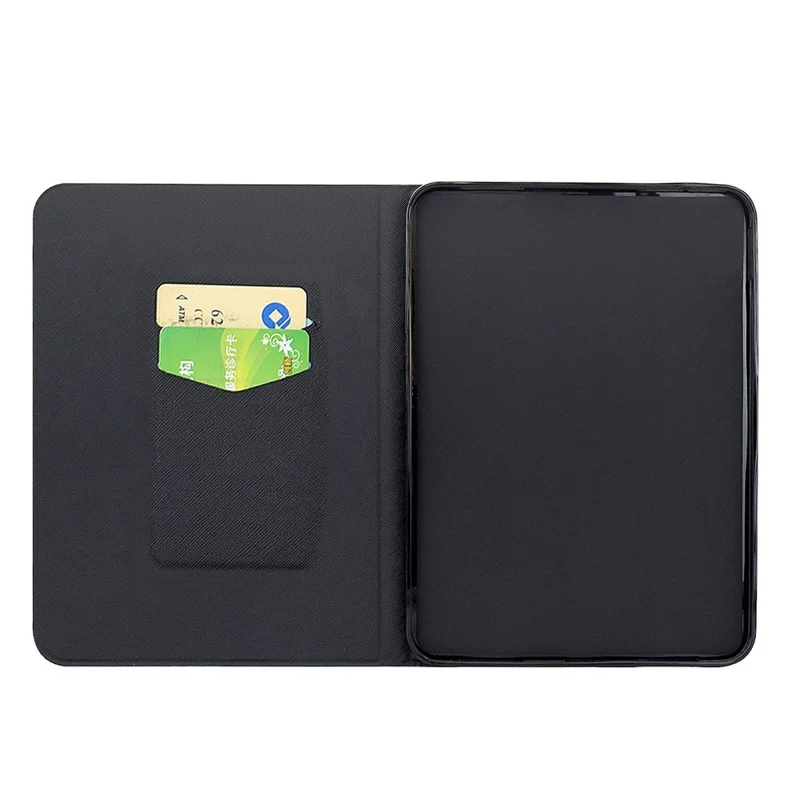 Capa de Couro com Estampa de Estilo para Amazon Kindle Paperwhite (2024), com Suporte e Slots para Cartões - Gato na Noite Estrelada